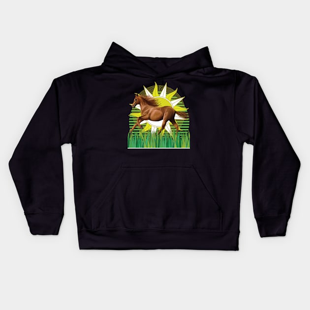 Pferd reitet in der Sonne richtigung Freiheit Kids Hoodie by Chipity-Design